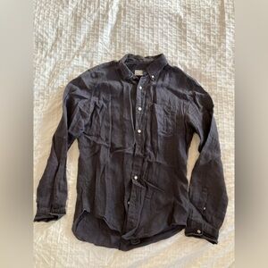 Mens Club Monaco Black Linen Slim Fit Dress Shirt L